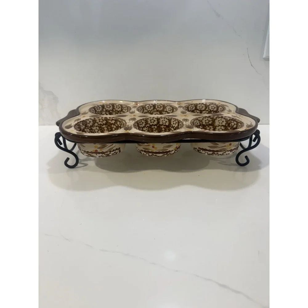 Temp-tations Ovenware By Tara Old World Muffin Cup Cake Pan W Rack Vintage